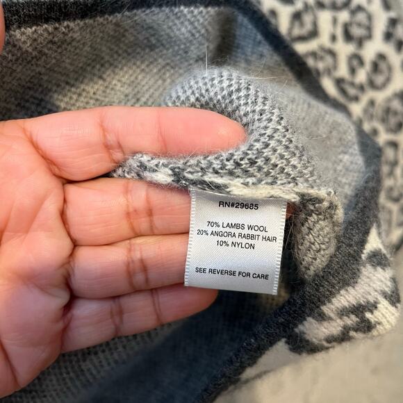 Pendleton‎ Cheetah Print Lambs Wool Angora Full Zip Sweater Jacket Size Large - Picture 7 of 7